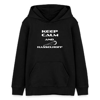 KITESURFING KEEP CALM AND HASSELHOFF - Teenager Organic Hoodie Mini Cruiser von Stanley/Stella - Schwarz - Vorne - AI Model Teenager Male light (155cm)