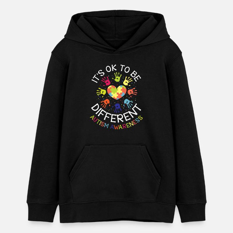 It's ok to be different - Autism Awareness - Sweat à capuche ado bio Stanley/Stella - noir