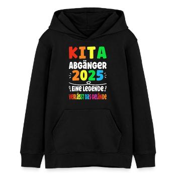 Kita Abgänger 2025 Legende Verlässt das Gelände - Teenager Organic Hoodie Mini Cruiser von Stanley/Stella - Schwarz - Vorne - AI Model Teenager Male light (155cm)