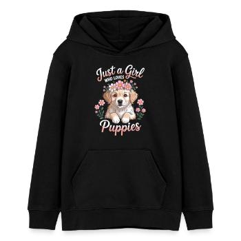 Just a Girl who loves puppies - Teenager Organic Hoodie Mini Cruiser von Stanley/Stella - Schwarz - Vorne - AI Model Teenager Male light (155cm)