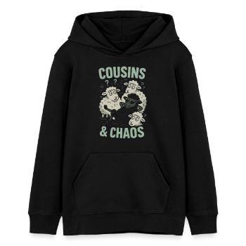 Drôle de mouton noir cousin famille excentrique - Sweat à capuche ado bio Stanley/Stella - noir - Devant - AI Model Teenager Male light (155cm)