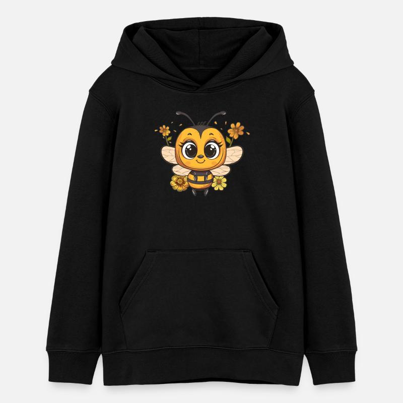 Abeille fleur avec breloque - Sweat à capuche ado bio Stanley/Stella - noir