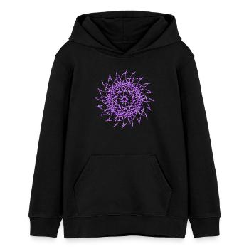 Random patterns rotated modif - Teens Organic Hoodie by Stanley/Stella - black - Front - AI Model Teenager Male light (155cm)