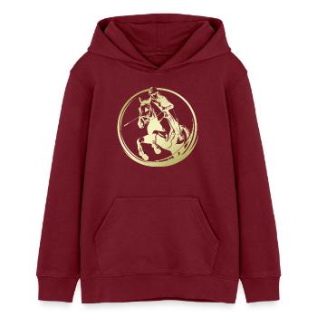 Silhouette de cheval d’équitation - Sweat à capuche ado bio Stanley/Stella - bordeaux - Devant - AI Model Teenager Male dark (155cm)
