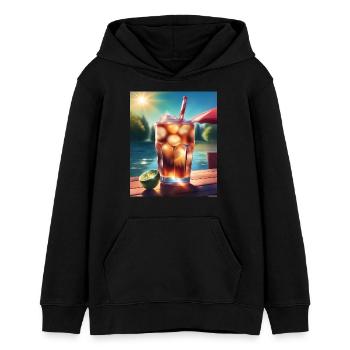 Boisson froide au cola - Sweat à capuche ado bio Stanley/Stella - noir - Devant - AI Model Teenager Male light (155cm)