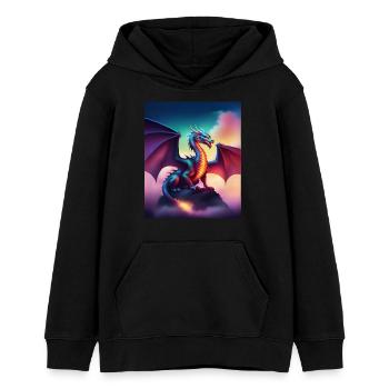 Dragon sur une falaise - Sweat à capuche ado bio Stanley/Stella - noir - Devant - AI Model Teenager Male light (155cm)