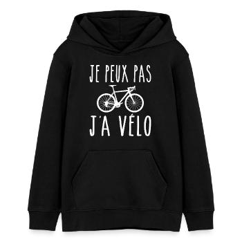 Je Peux Pas J'ai Vélo - Sweat à capuche ado bio Stanley/Stella - noir - Devant - AI Model Teenager Male light (155cm)