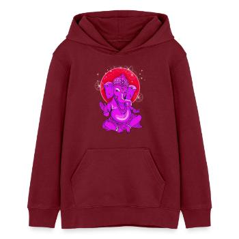 ganesha yoga india buddha god meditation elephant - Teens Organic Hoodie by Stanley/Stella - burgundy - Front - AI Model Teenager Male dark (155cm)