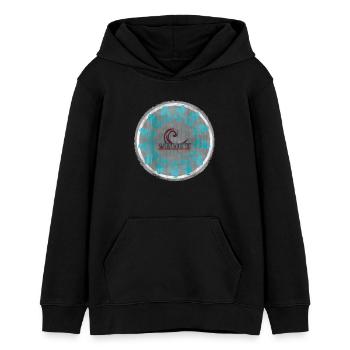 Ozeanwellen mit Vintage - Wellen - Schriftzug Surf - Teenager Organic Hoodie Mini Cruiser von Stanley/Stella - Schwarz - Vorne - AI Model Teenager Male light (155cm)