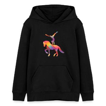 Voltigieren - Voltigierer - Volti - Pferde - Teenager Organic Hoodie Mini Cruiser von Stanley/Stella - Schwarz - Vorne - AI Model Teenager Male light (155cm)