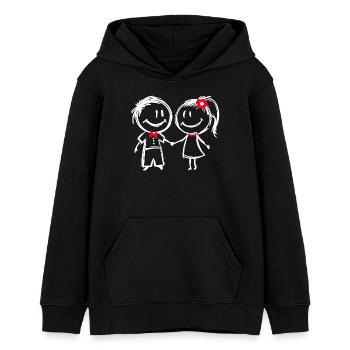 Couple Amour relation Romance Saint Valentin - Sweat à capuche ado bio Stanley/Stella - noir - Devant - AI Model Teenager Male light (155cm)