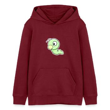 Grüner Wurm Cartoon - Teenager Organic Hoodie Mini Cruiser von Stanley/Stella - Burgunderrot - Vorne - AI Model Teenager Male dark (155cm)