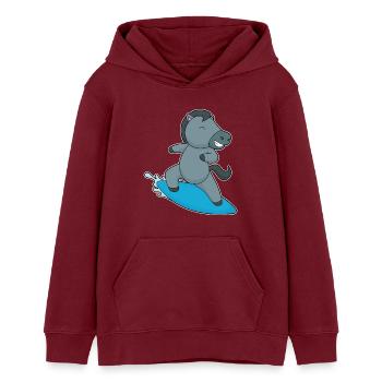 Surf Surf Surf Été - Sweat à capuche ado bio Stanley/Stella - bordeaux - Devant - AI Model Teenager Male dark (155cm)