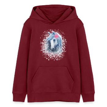 Cheval flocon de neige Noël - Sweat à capuche ado bio Stanley/Stella - bordeaux - Devant - AI Model Teenager Male dark (155cm)