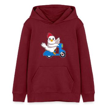 Huhn Motorroller - Teenager Organic Hoodie Mini Cruiser von Stanley/Stella - Burgunderrot - Vorne - AI Model Teenager Male dark (155cm)