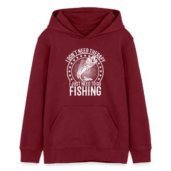fishing hunting loving every day - Teens Organic Hoodie by Stanley/Stella - burgundy - Front - AI Model Teenager Male dark (155cm)