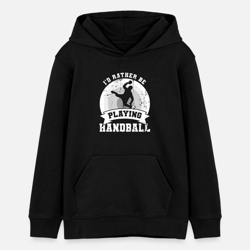 Je préfère jouer au handball - Sweat à capuche ado bio Stanley/Stella - noir