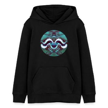 Nature Mandala Coquille Souriante - Sweat à capuche ado bio Stanley/Stella - noir - Devant - AI Model Teenager Male light (155cm)