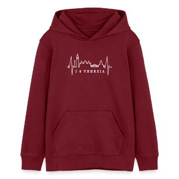 Venice Skyline Heartbeat Italie J’aime Venezia - Sweat à capuche ado bio Stanley/Stella - bordeaux - Devant - AI Model Teenager Male dark (155cm)
