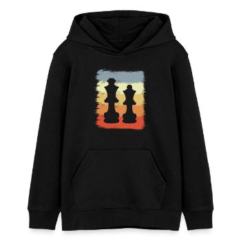 Vintage Schachfiguren - Teenager Organic Hoodie Mini Cruiser von Stanley/Stella - Schwarz - Vorne - AI Model Teenager Male light (155cm)