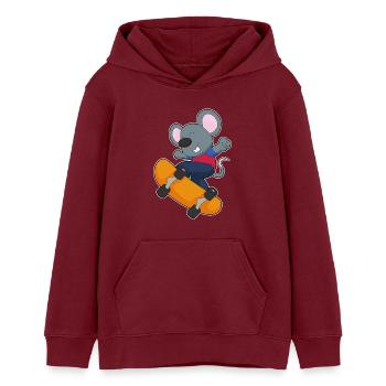 Souris Skater Skateboard Sport - Sweat à capuche ado bio Stanley/Stella - bordeaux - Devant - AI Model Teenager Male dark (155cm)