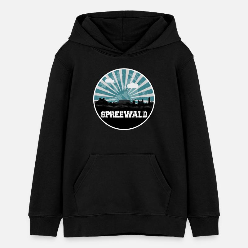 Ligne d’horizon de l’heure bleue de Spreewald - Sweat à capuche ado bio Stanley/Stella - noir