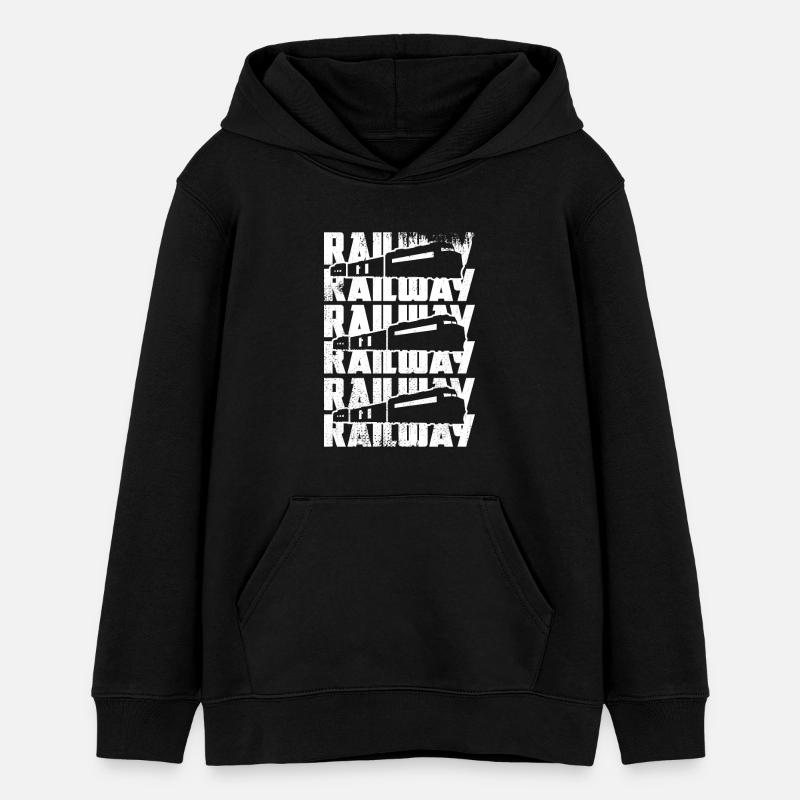 Train Sketch - Teens Organic Hoodie by Stanley/Stella - black