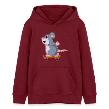 Souris Skater Skateboard Sport - Sweat à capuche ado bio Stanley/Stella - bordeaux - Devant - AI Model Teenager Male dark (155cm)