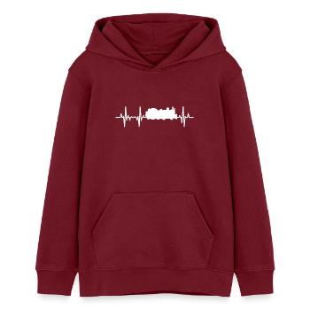 Dampflokomotive Herzschlag - Teenager Organic Hoodie Mini Cruiser von Stanley/Stella - Burgunderrot - Vorne - AI Model Teenager Male dark (155cm)
