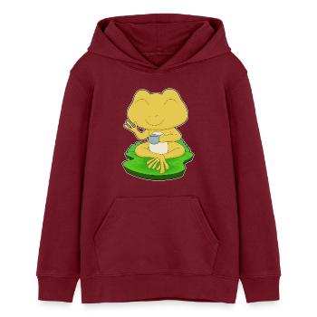 Frosch Tasse Kaffee - Teenager Organic Hoodie Mini Cruiser von Stanley/Stella - Burgunderrot - Vorne - AI Model Teenager Male dark (155cm)