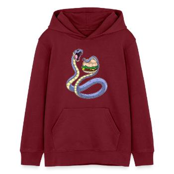 Cheeseburger serpent - Sweat à capuche ado bio Stanley/Stella - bordeaux - Devant - AI Model Teenager Male dark (155cm)