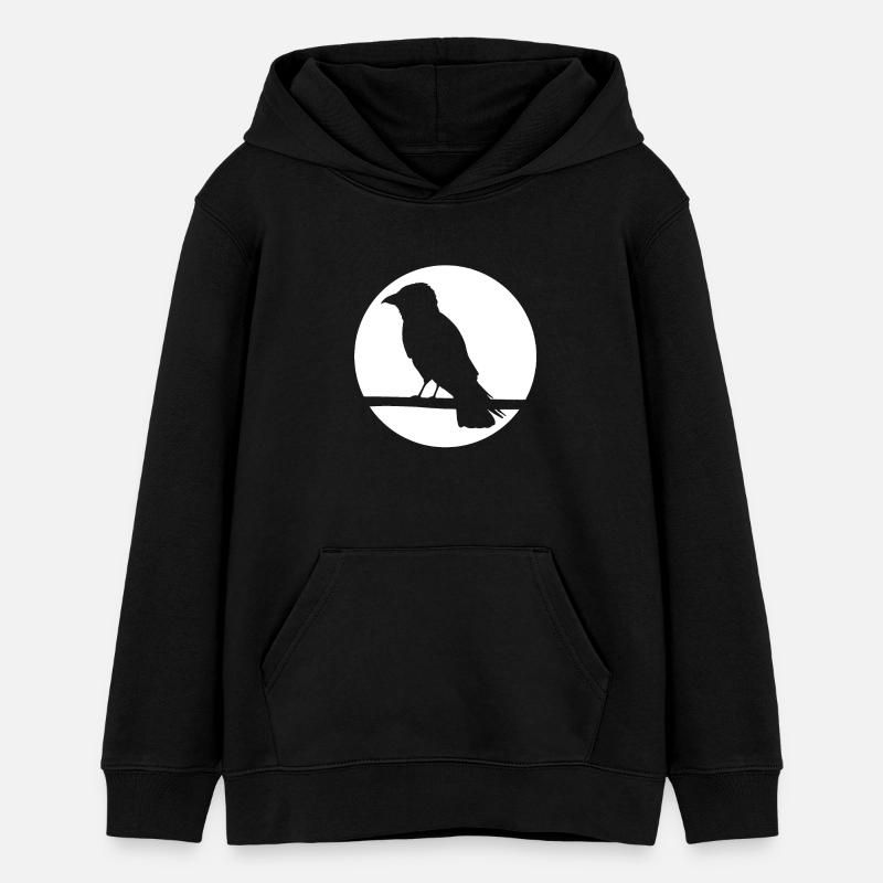 Corbeau sur une branche - Sweat à capuche ado bio Stanley/Stella - noir
