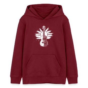 Ukulele Sketch - Teens Organic Hoodie by Stanley/Stella - burgundy - Front - AI Model Teenager Male dark (155cm)