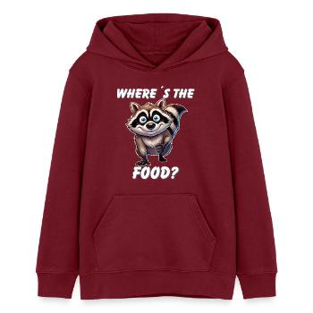 Wo ist das Essen? Süßer Waschbär Lustiges Cartoon T-Shirt - Teenager Organic Hoodie Mini Cruiser von Stanley/Stella - Burgunderrot - Vorne - AI Model Teenager Male dark (155cm)