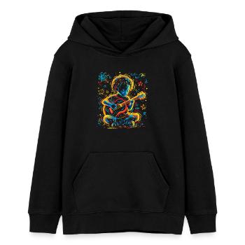Kleiner Ukulele Spieler - Teenager Organic Hoodie Mini Cruiser von Stanley/Stella - Schwarz - Vorne - AI Model Teenager Male light (155cm)