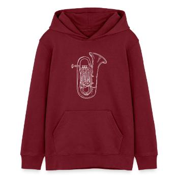 Tuba Sketch - Teens Organic Hoodie by Stanley/Stella - burgundy - Front - AI Model Teenager Male dark (155cm)