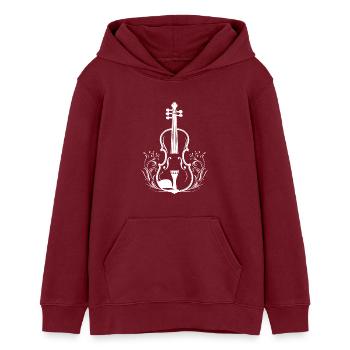 Croquis de violon - Sweat à capuche ado bio Stanley/Stella - bordeaux - Devant - AI Model Teenager Male dark (155cm)