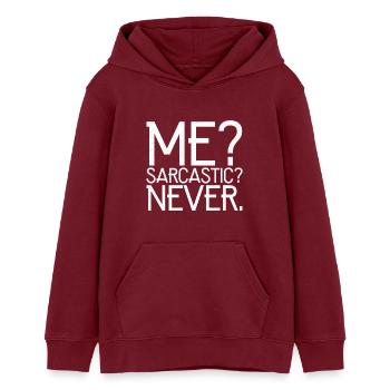 ich sarkastisch, nie - Teenager Organic Hoodie Mini Cruiser von Stanley/Stella - Burgunderrot - Vorne - AI Model Teenager Male dark (155cm)