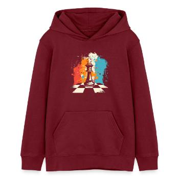Schachfigur - Teenager Organic Hoodie Mini Cruiser von Stanley/Stella - Burgunderrot - Vorne - AI Model Teenager Male dark (155cm)