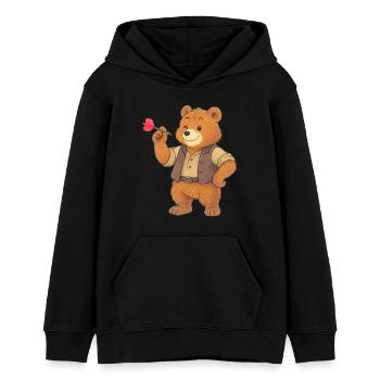 Ours jouant aux fléchettes - Sweat à capuche ado bio Stanley/Stella - noir - Devant - AI Model Teenager Male light (155cm)