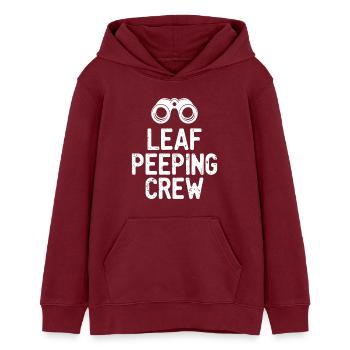 Leaf Peeping Crew saying quote - Teens Organic Hoodie by Stanley/Stella - burgundy - Front - AI Model Teenager Male dark (155cm)