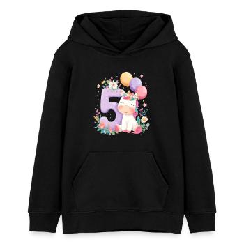 Einhorn Geburtstag 5 Geburtstagszahl  - Teenager Organic Hoodie Mini Cruiser von Stanley/Stella - Schwarz - Vorne - AI Model Teenager Male light (155cm)