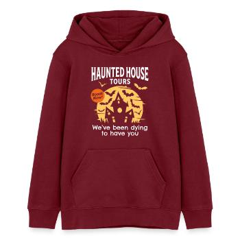 Spukhaus-Touren - Teenager Organic Hoodie Mini Cruiser von Stanley/Stella - Burgunderrot - Vorne - AI Model Teenager Male dark (155cm)