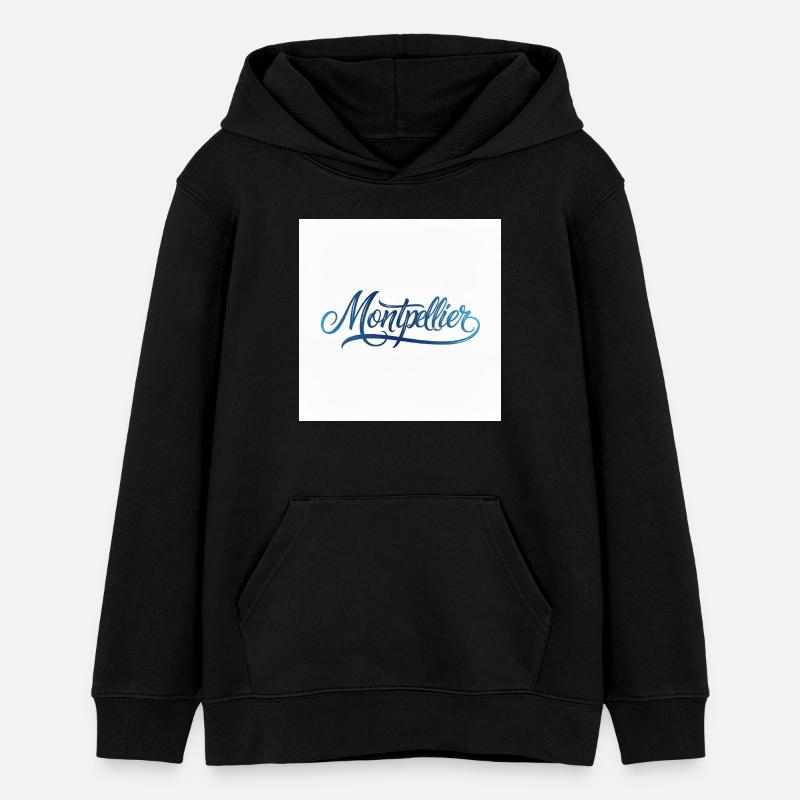 Lettrage à la main de Montpellier - Sweat à capuche ado bio Stanley/Stella - noir