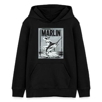 Marlin Anglerin Retro - Teenager Organic Hoodie Mini Cruiser von Stanley/Stella - Schwarz - Vorne - AI Model Teenager Male light (155cm)