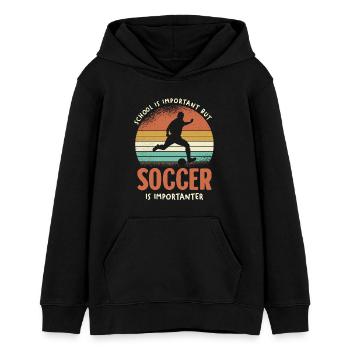 Soccer Ist Wichtiger Retro Sonnenuntergang - Teenager Organic Hoodie Mini Cruiser von Stanley/Stella - Schwarz - Vorne - AI Model Teenager Male light (155cm)