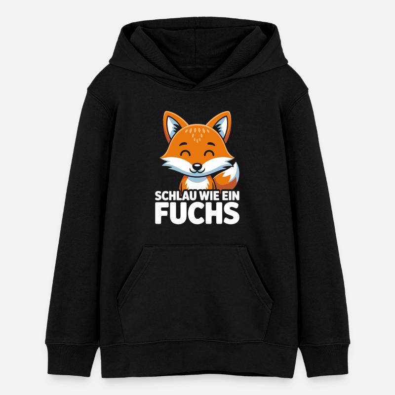 Intelligent comme un renard Renard mignon - Sweat à capuche ado bio Stanley/Stella - noir