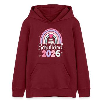 Schulkind 2026 Regenbogen - Teenager Organic Hoodie Mini Cruiser von Stanley/Stella - Burgunderrot - Vorne - AI Model Teenager Male dark (155cm)