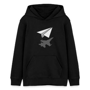 Avion en papier Ingénieur aéronautique Aviation Cadeau - Sweat à capuche ado bio Stanley/Stella - noir - Devant - AI Model Teenager Male light (155cm)
