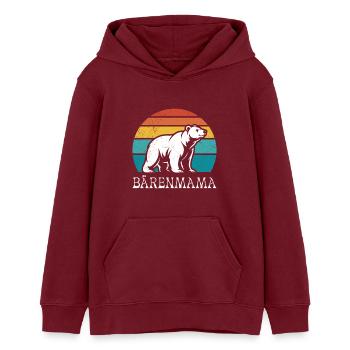 Werdende Mutter BÄRENMAMA Bald Mama Lustiges - Teenager Organic Hoodie Mini Cruiser von Stanley/Stella - Burgunderrot - Vorne - AI Model Teenager Male dark (155cm)
